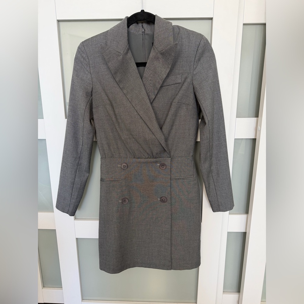 Express Charcoal Double-Breasted Blazer